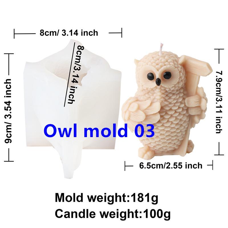 3D Owl Silicone Candle Mold DIY Cartoon Animal Soap Aromatherapy Plaster Resin Making Tools Home Decoration Crafts