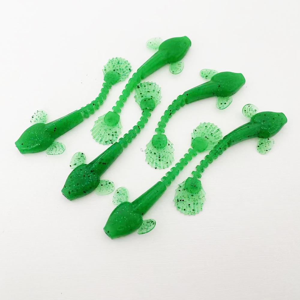 9cm Soft Bionic Fish Tail Lure for Perch and Bass Fishing 9cm 4g Fish Tail Type, 6 Pieces зелёный