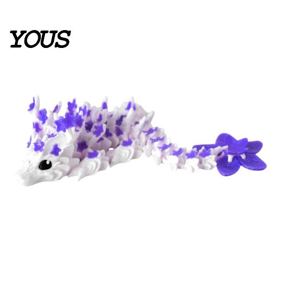 Blumen Drachen Figur 3D Gedruckt Kirschblüten Spielzeug, Gelenkige Figur, Schreibtisch Dekoration Bewegliche Gelenke Mythisches Kreaturen Modell für Schreibtisch