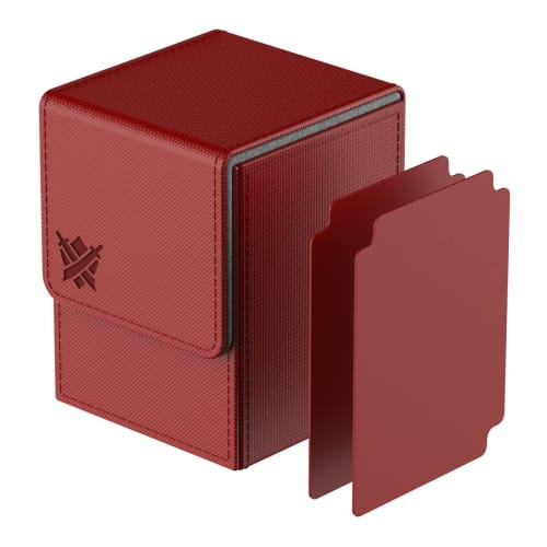 ULTRGEE Deck Box for MTG Cards, Magnetic Card Box with One Holder and Two Dividers, Large Trading Card Case, Fits up to 110 Cards - Shield Design (Red