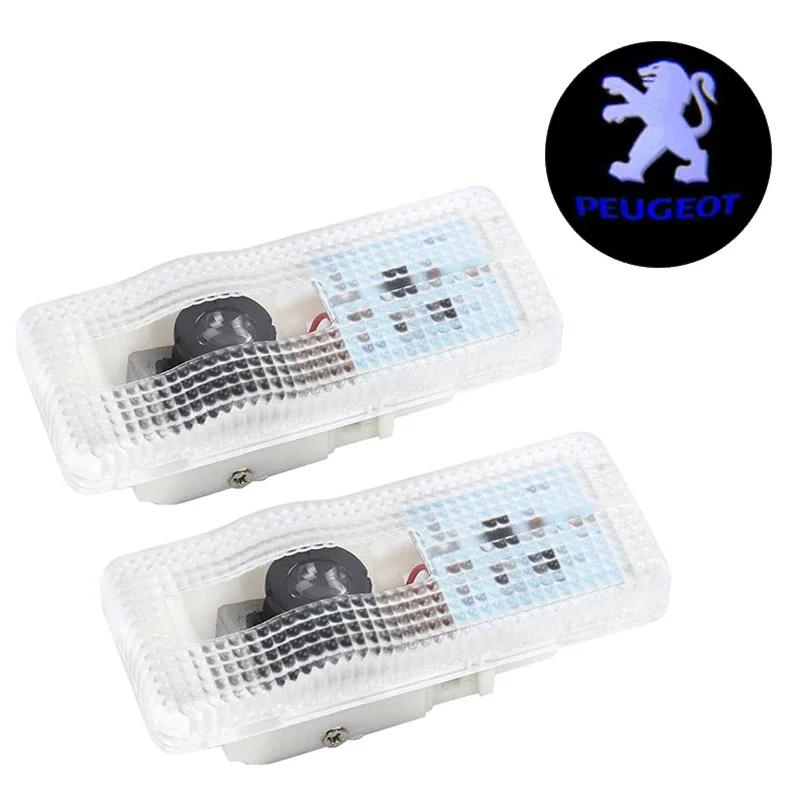 2PCS LED Car Door Welcome Light Interior for Peugeot 407 M2008-2010 Auto Projector Shadow Lamp Decorative Accessoires
