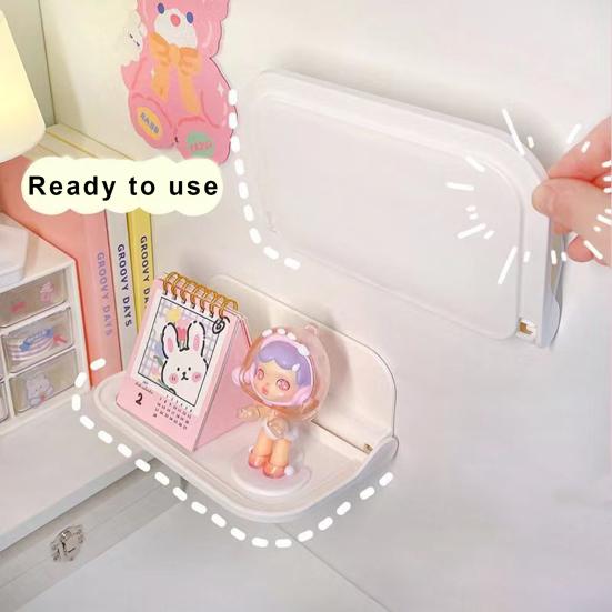 Raft de depozitare pentru baie Raft auto-adeziv pliabil montat pe perete Raft de depozitare care economisește spațiu pentru camera de acasă