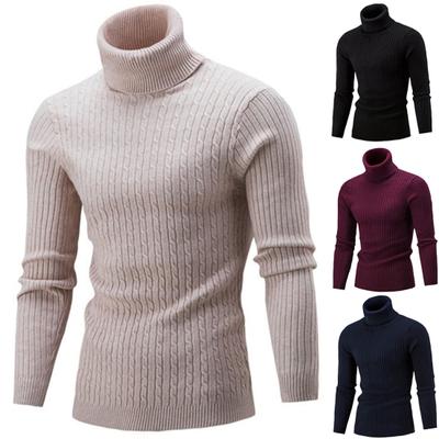 Pull Couleur Unie Confortable Acrylique Élastique Pull Tricoté Homme pour la Vie Quotidienne