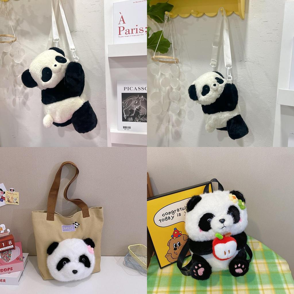 Panda Weicher Plüsch-Rucksack Für Damen Modisches Cartoon-Geschenk Für Teenager Und Studenten