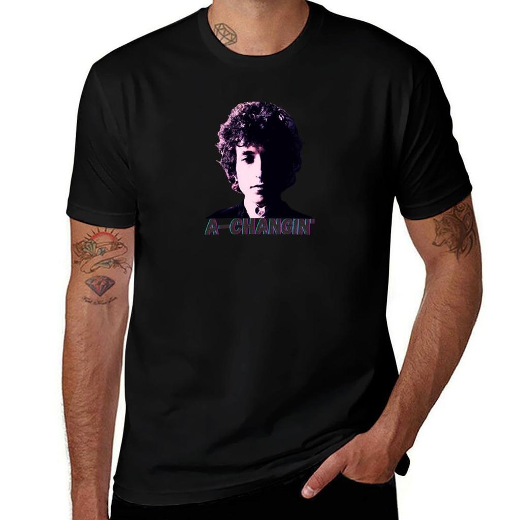 AChangin Retro Bob DylanInspired Design TShirt Work Wear Lightweight Tee