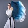 Long Silk Hand Dye Folding Fan Half Circle Belly Dance Fan Durable Classical Dance Fan  For Women