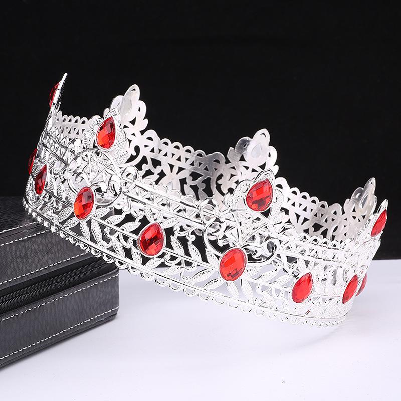 Men's Crown Simple Multi Color Round King Crown Baroque Bride Retro Alloy Hair Crown Headdress
