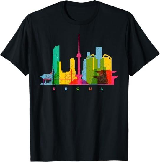 NEW LIMITED Seoul Skyline South Korea Colourful Design Best Tee T-Shirt S-3XL XXXL