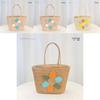 Simple Flower Color Blocked Pattern Women Large Capacity Woven Tote Bag For Summer Casual Use