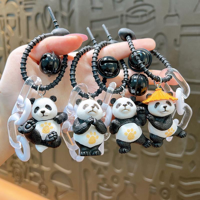 Kreativer Glücks-Panda Leuchtendes Nachtlicht Schlüsselanhänger: Süßer Figuren-Taschenanhänger und kleines Geschenk.