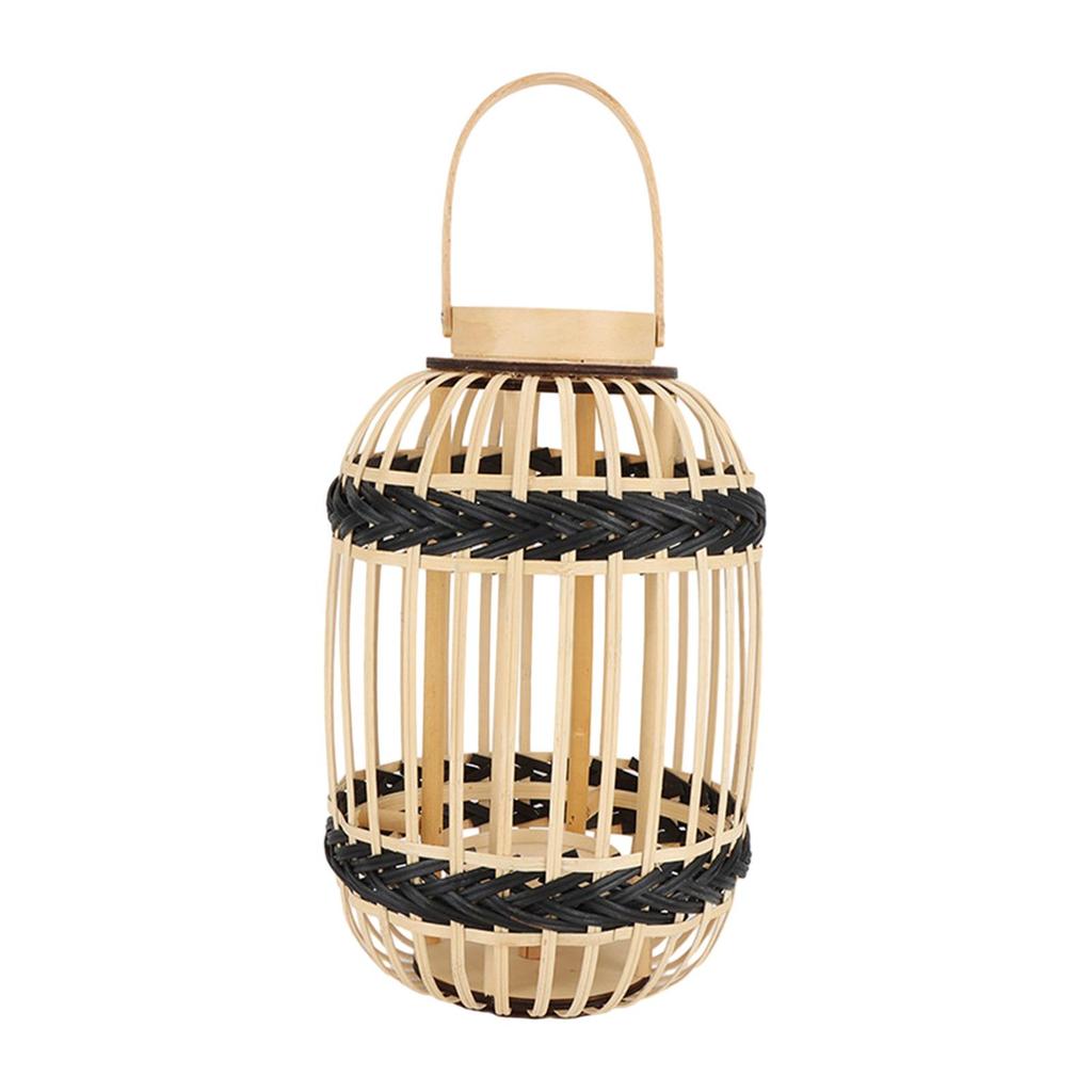 Bamboo Lantern with Handle Romantic Hanging for Table Home Farmhouse Style A