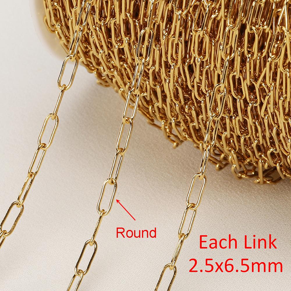 2Meters/lot Stainless Steel Long Frame Chains DIY Necklace Bracelet Accessories Chain Flat Round Links Chain for Jewelry Making