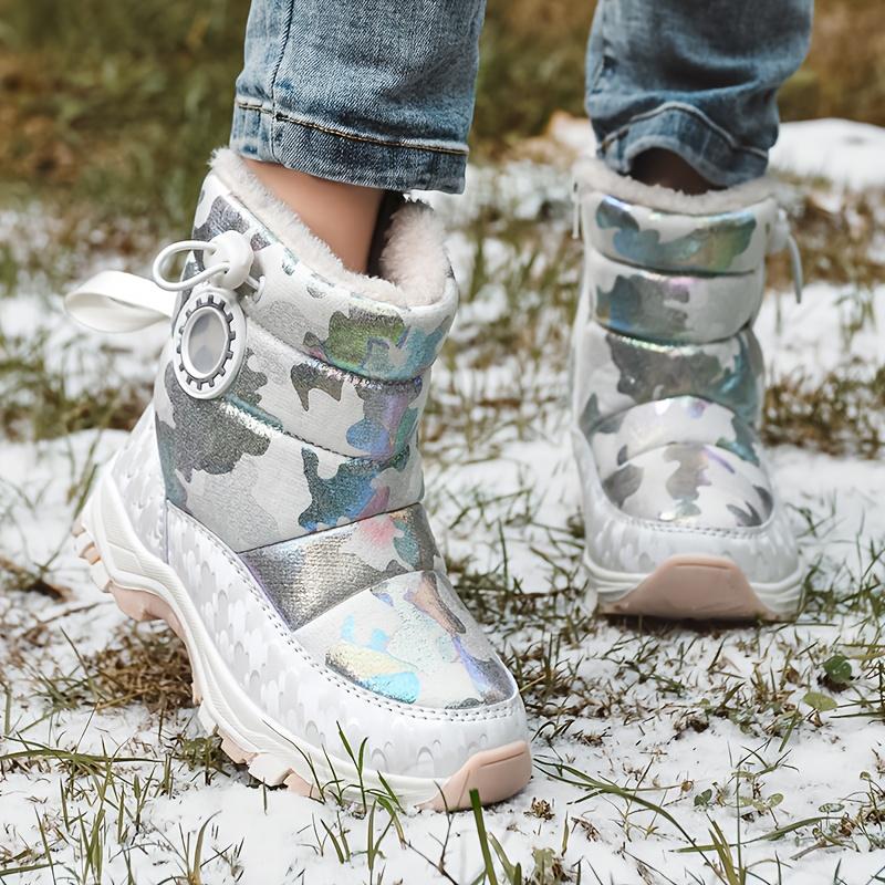 Neue Kinder Outdoor Casual Mode Schneestiefel Reißverschluss Plüschgefüttert Wärme Bequem Gutes Tragegefühl Umschließung Jungen Mädchen