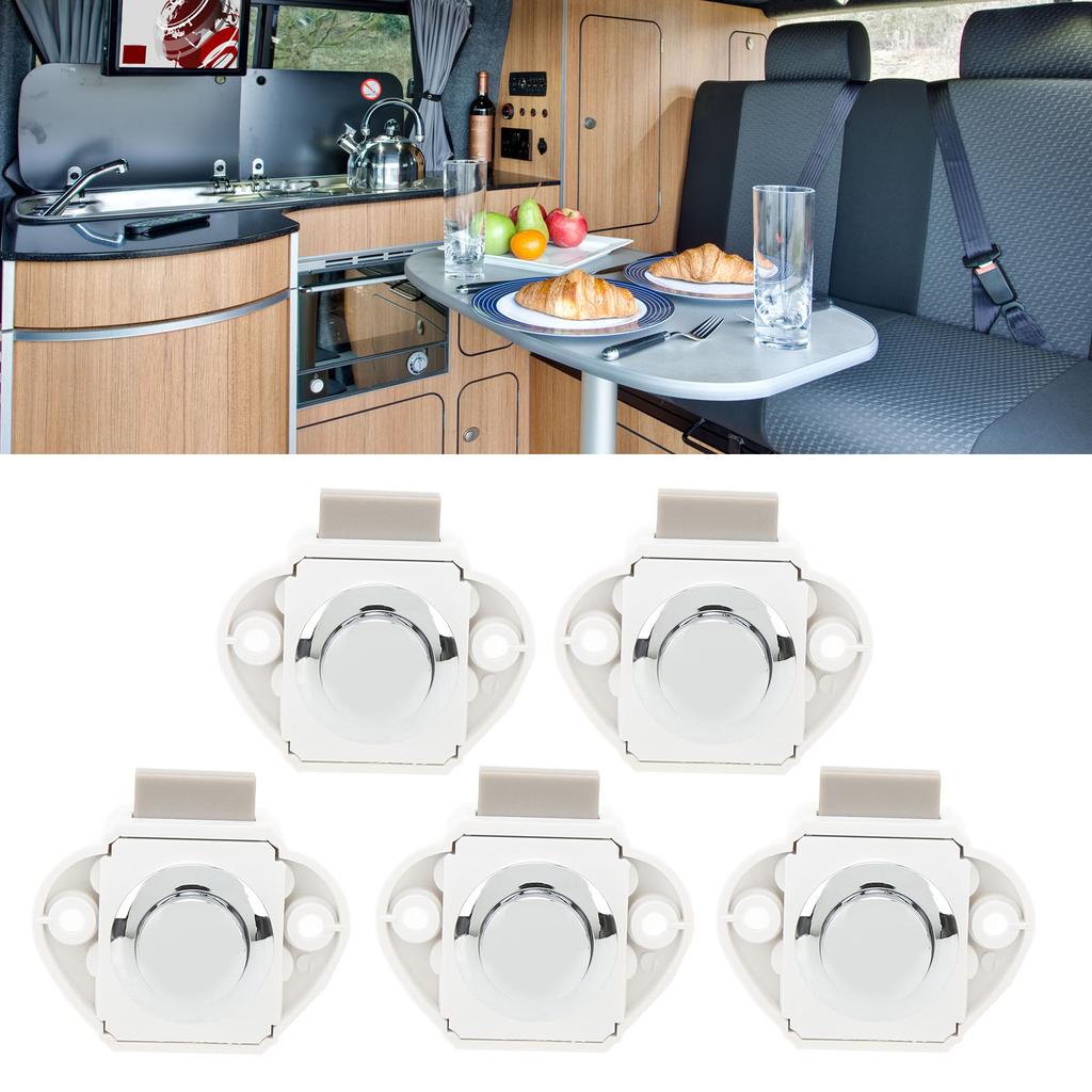 5 Pcs Push Button Latch Zinc Alloy Keyless Cupboard Locks for 14‑16mm Door Thickness