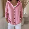 European-American Autumn/Winter Hooded Knit Cardigan: Women's Casual Solid Color Fashion Sweater Coat.