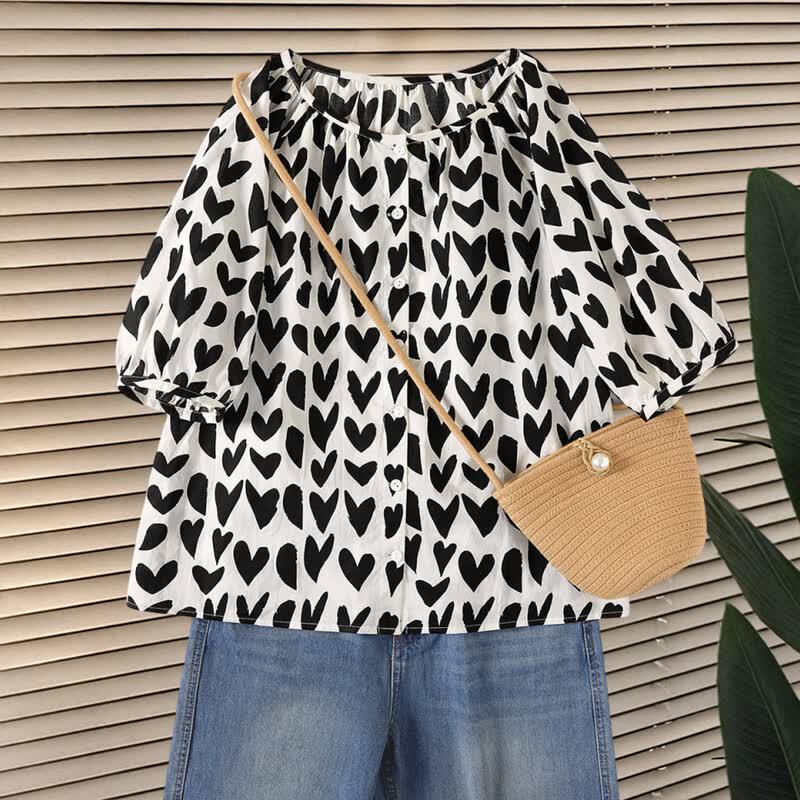 

Women s Heart Print Short Cardigan S