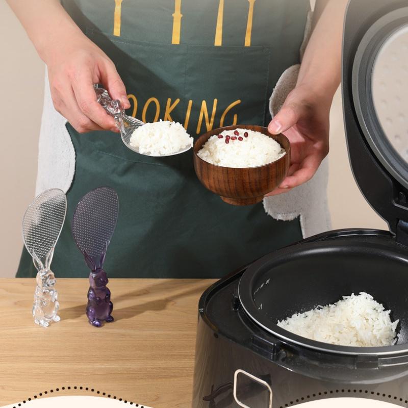 Lovely Standing Rabbit Bunny Shape Handle Rice Paddle Spoon Kitchen Non-Stick Rice Paddle Spoon Plastic Dining Service Scoop