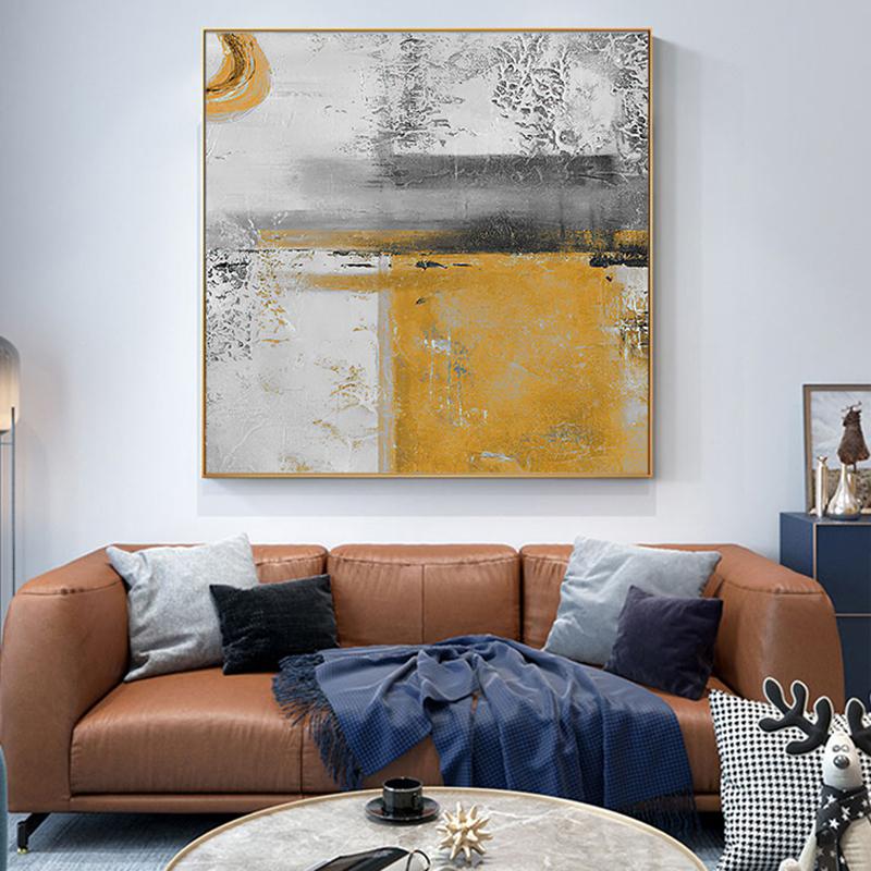 Orange Abstract Decorative Painting Light Luxury Style Dining Room Mural High-end Wall Painting Living Room Canvas Painting