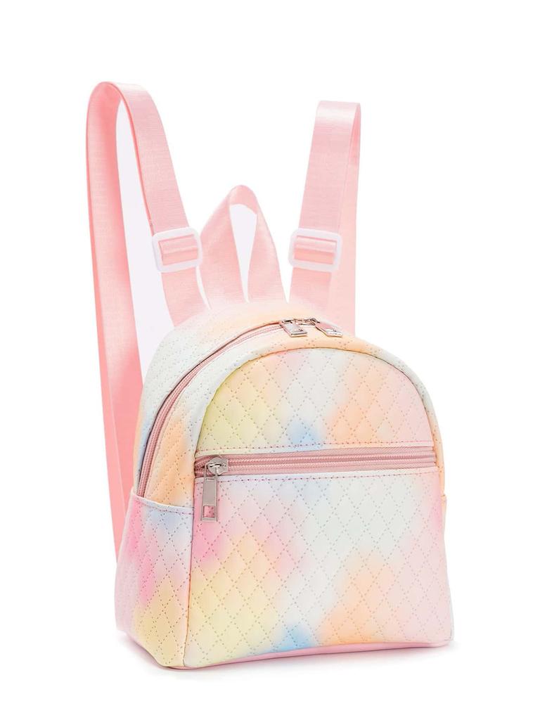 Rainbow Pu Crossbody Bag For Girls With Lightweight Design And Textured Fabric