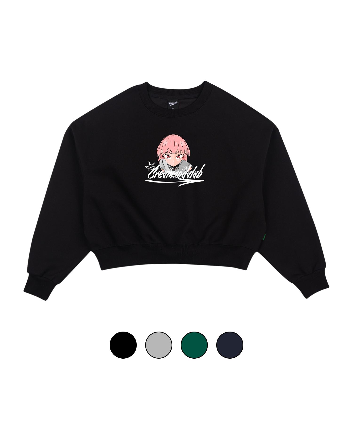 Кроп-толстовка с принтом Cream Soda Lab Funky Soda Girl Grey/Free