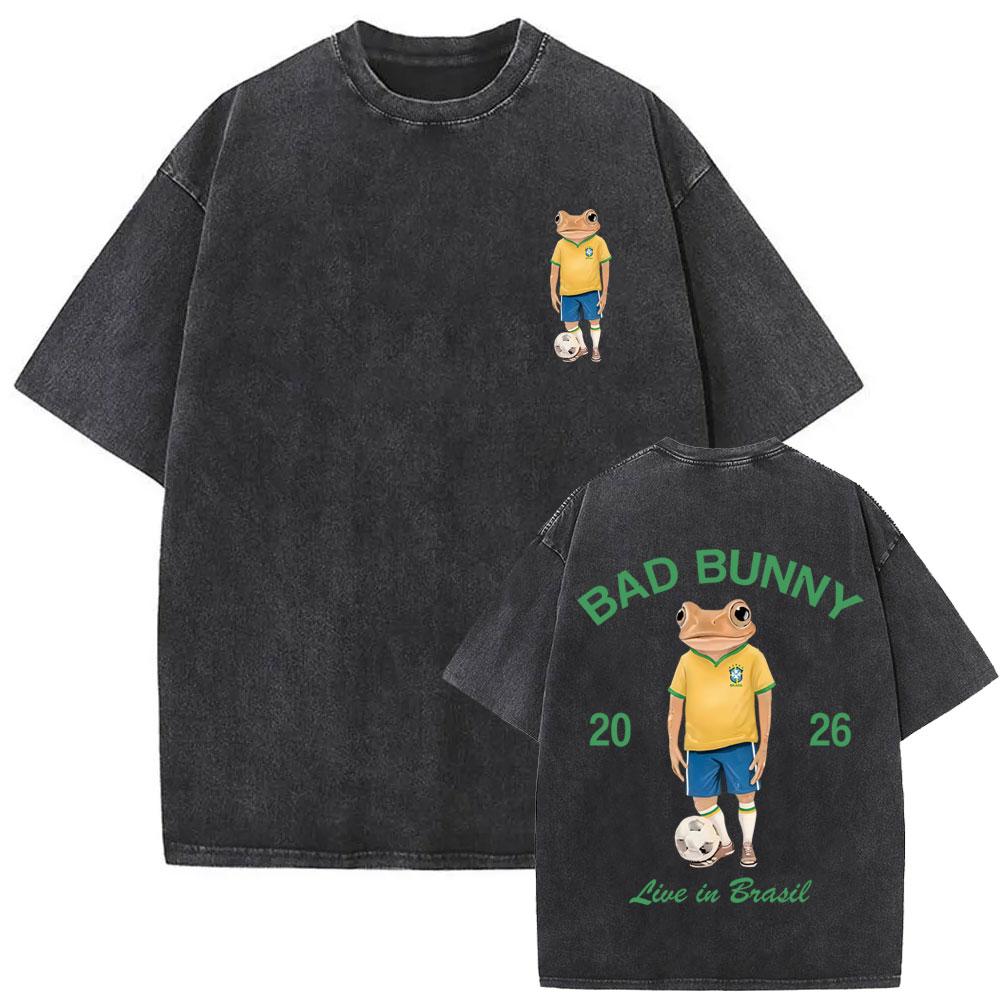Gewaschenes Vintage Rapper Bad Bunny T-Shirt Debi Tirar Mas Fotos DTMF Welttournee T-Shirts Herren Damen Mode Hip Hop Beliebte T-Shirts