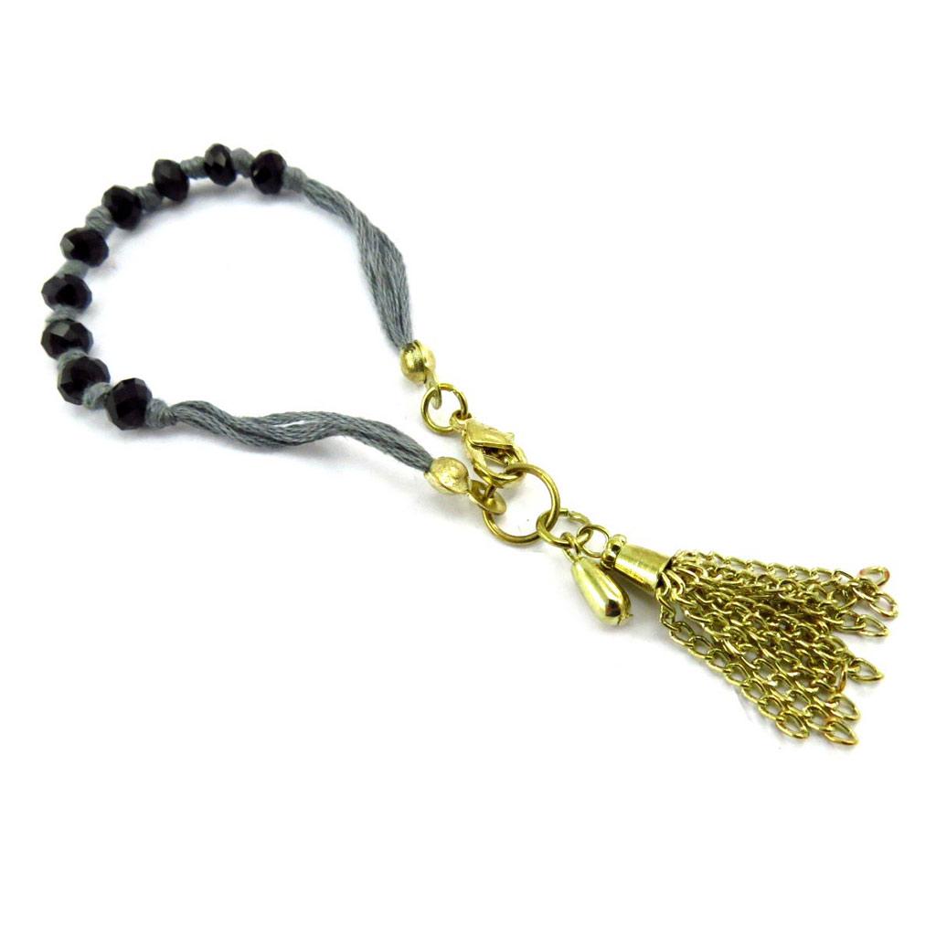 Les Trésors De Lily [J7248] - Brățară etnică 'Shambhala' negru gri