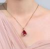 Teardrop Imitation Pigeon Blood Red Tourmaline Rose Gold Pendant Necklace