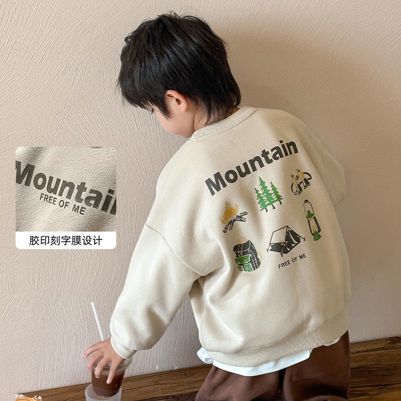 

Весенняя детская толстовка с капюшоном для спорта и отдыха, свободный топ с круглым вырезом и принтом в виде мультфильма для больших мальчиков 150