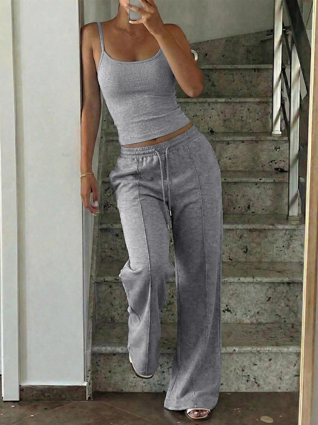 

Summer Casual Vacation Camisole Sport Long Pants Set Women Summer Wear L