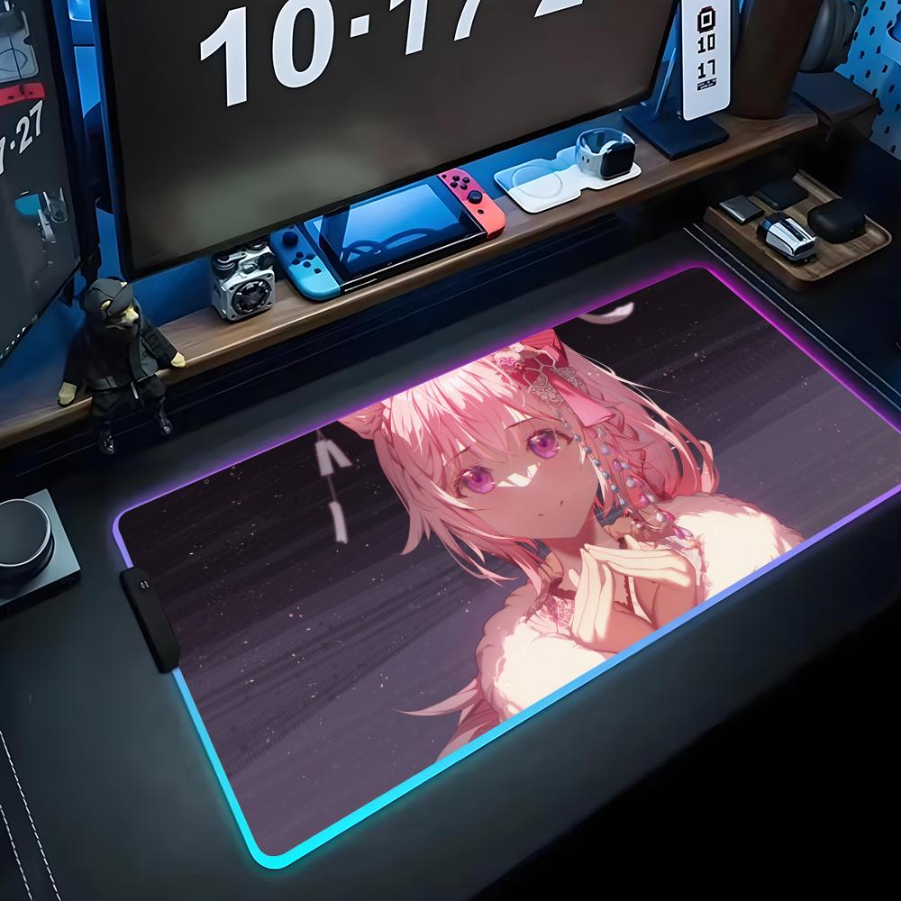 hakui koyori Mouse Pad RGB Gaming Mousepad Big LED Pad PC Desk Mat Luminous Mouse Pad Large Keyboard Mats Table Rug With Backlit