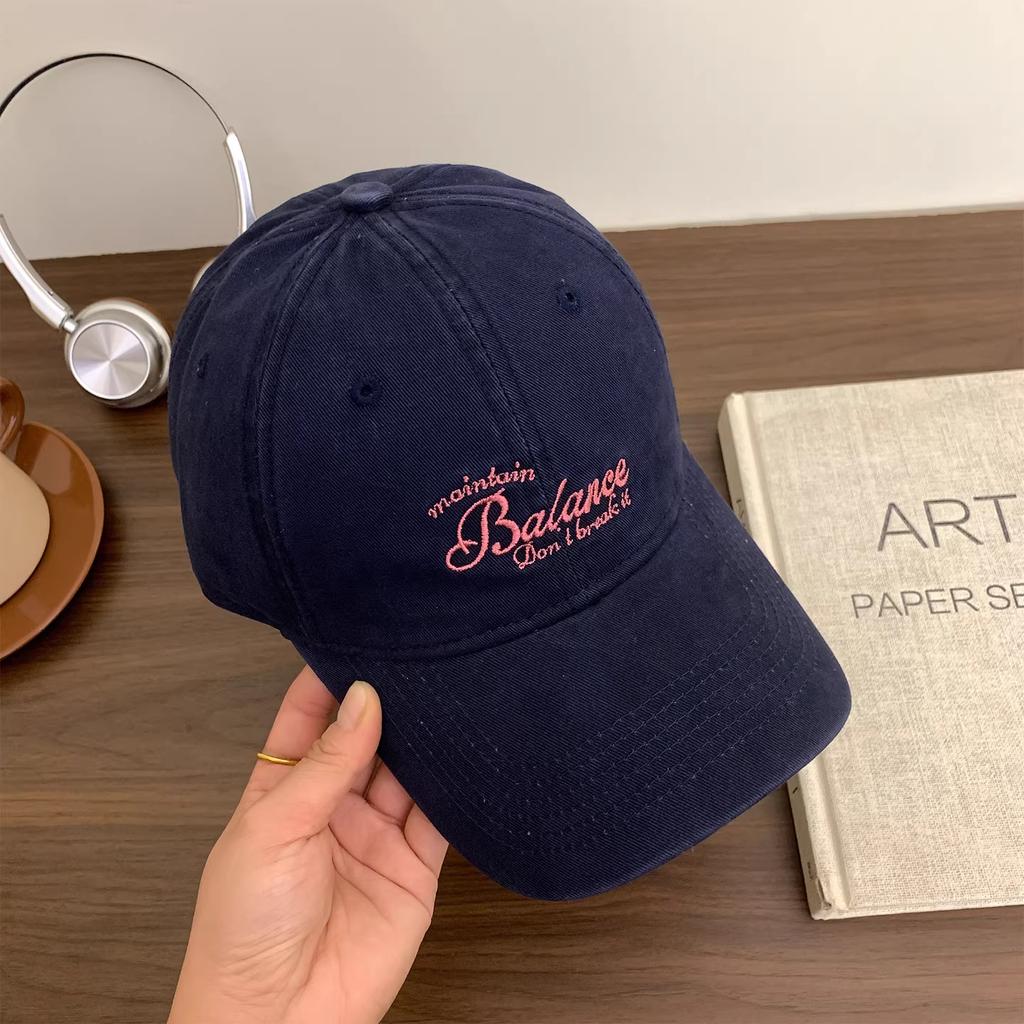 Fashion Hat big head circumference Korean version embroidered baseball cap women's spring summer new widened and deepened wide brim showing face small