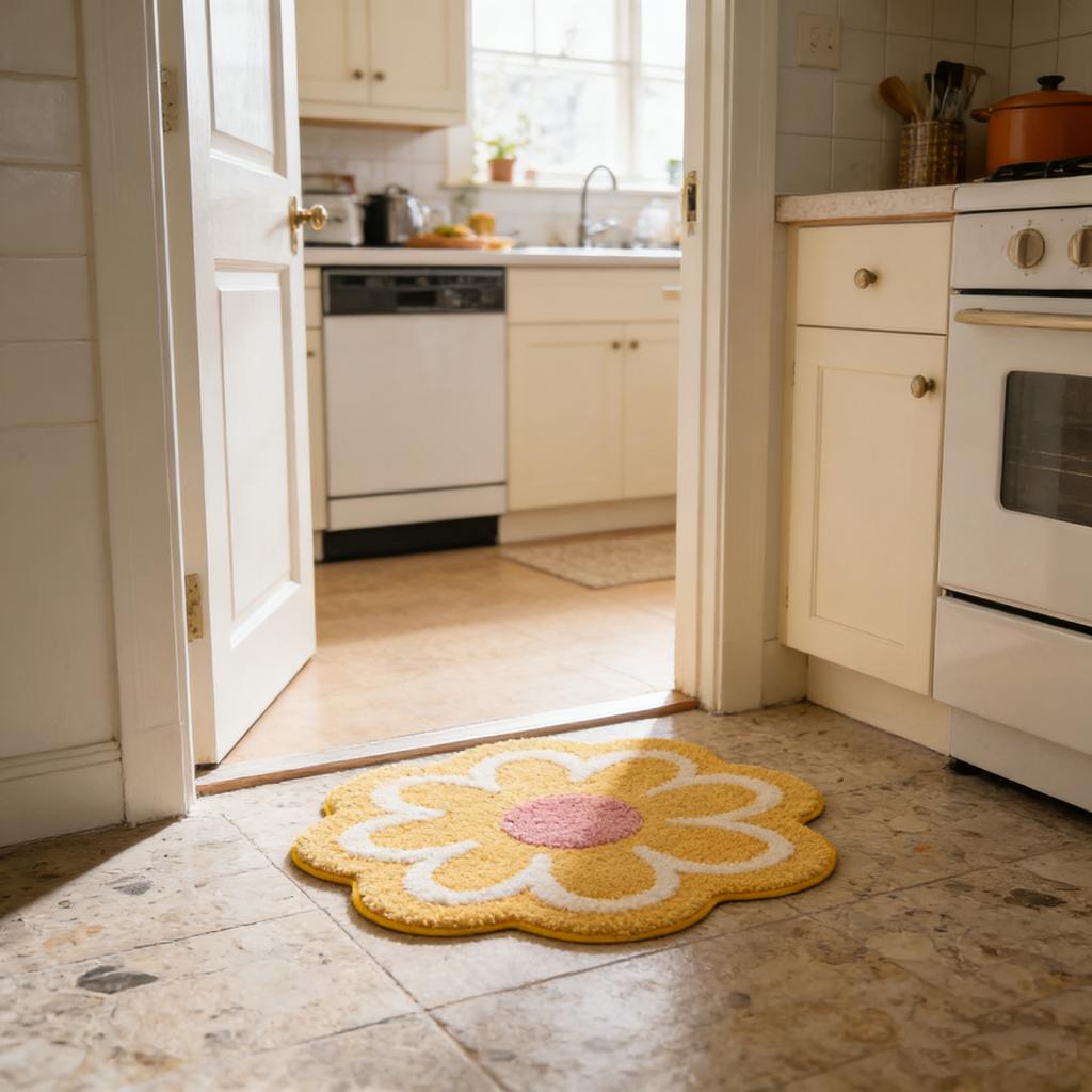 Bloemenpatroon, - Badkamermat, Absorberende Imitatie Kasjmier Mat, Fris En Enkel Badkamer .