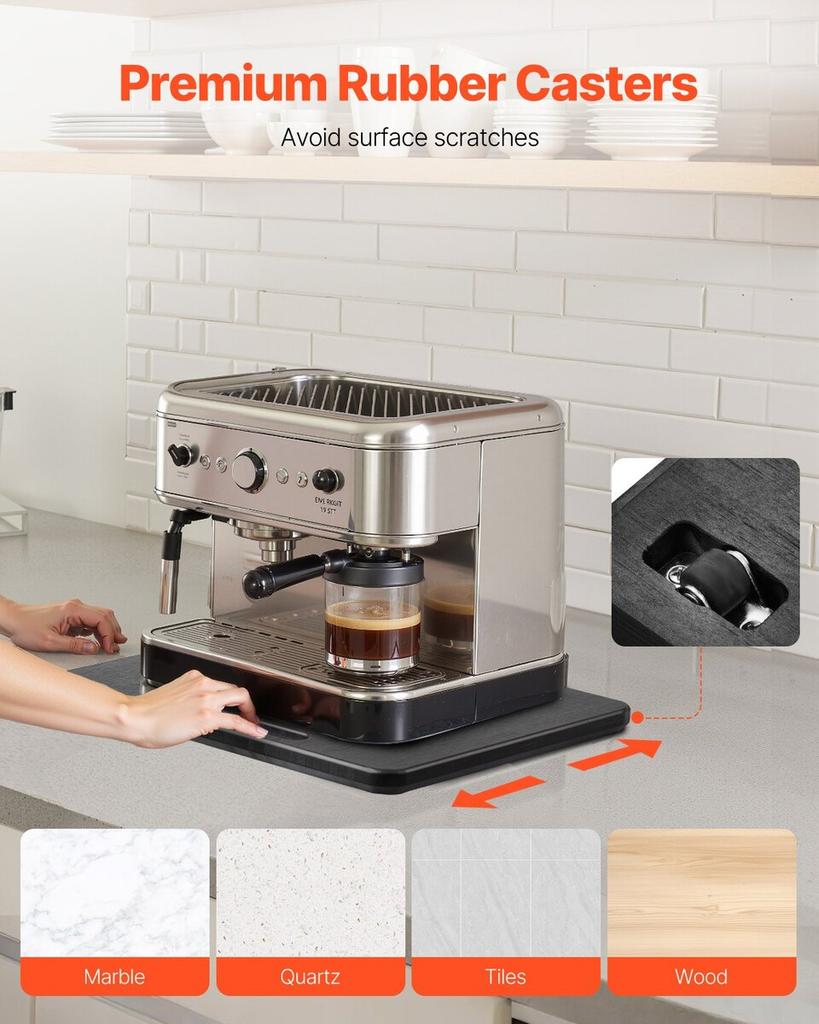 Appliance Slider 10.5 X 13 In Sliding Tray for Coffee Maker Black