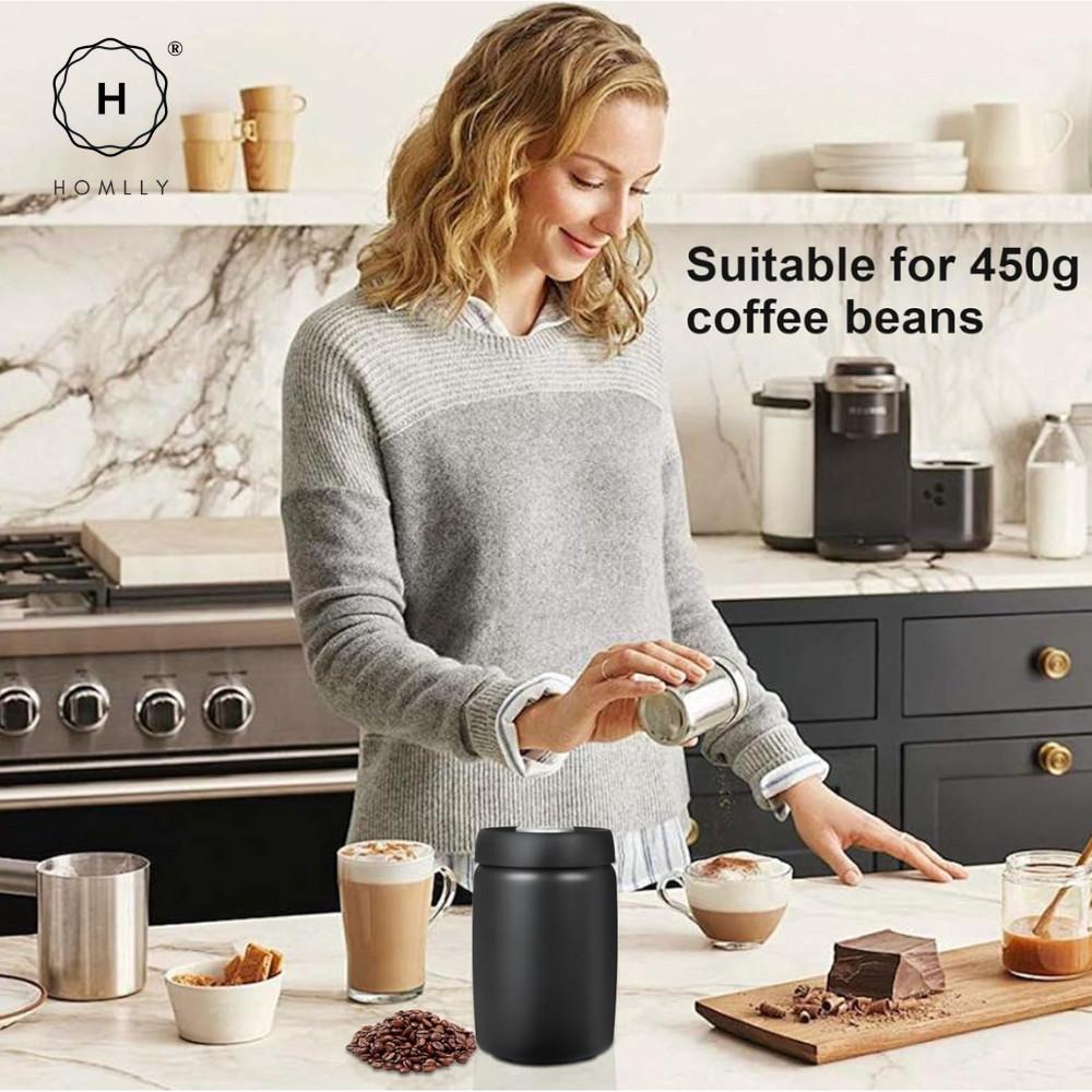 Homlly Luft Food Coffee Storage Vacuum Stainless Steel Canister Container with Airtight Lid (X2PCS)