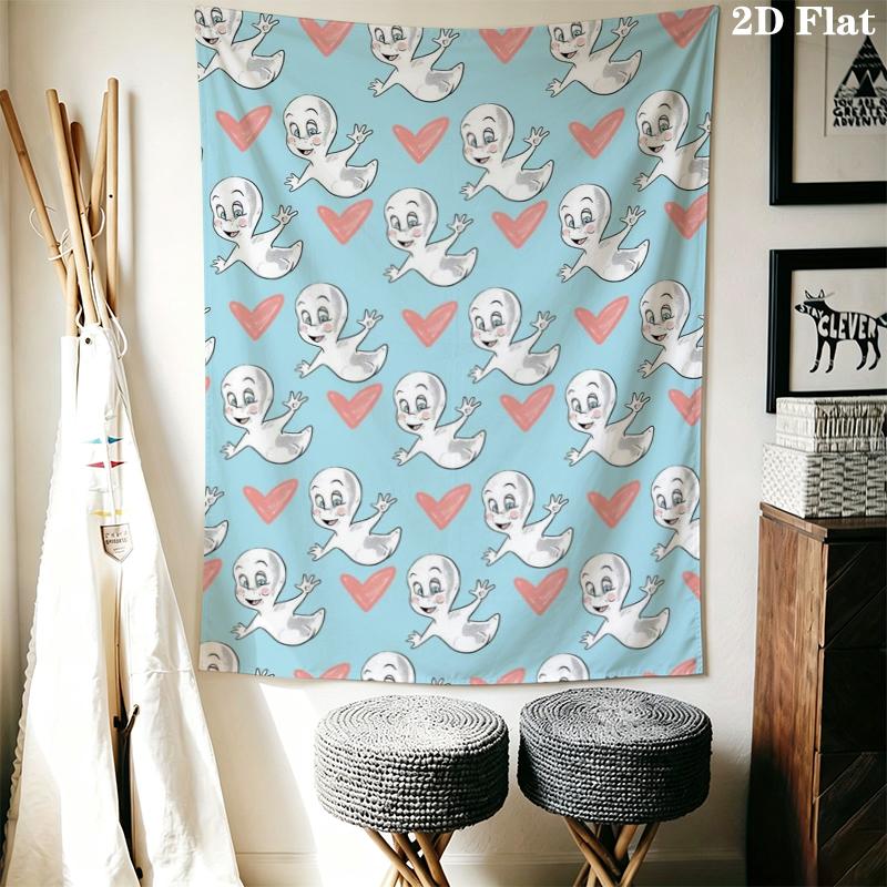 Casper Wall Tapestry Aesthetic Wall Hanging Printed Fabric Blanket Decorative Tapestries for Bedroom Living Room Home Decor