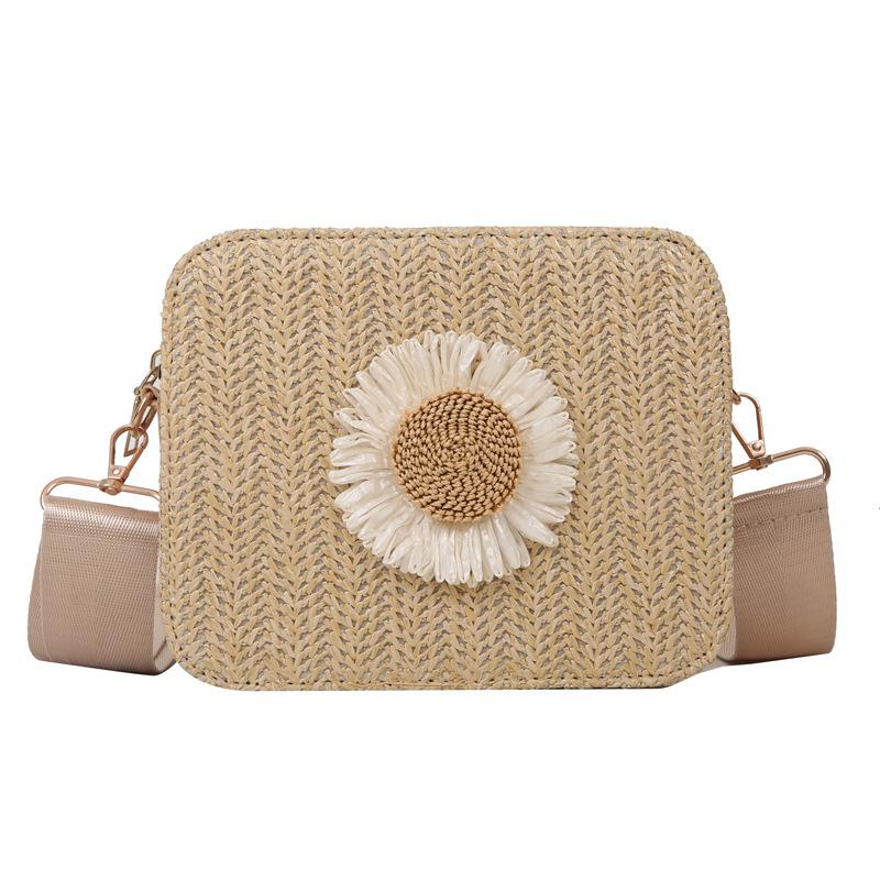 Straw-woven Flower Vacation Bag New Style Beach Fashion Crossbody Bag Small Fresh and Fashionable Bag