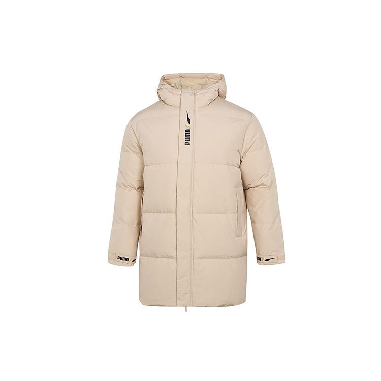 Puma Casual Mid-Length Warm Hooded Down Jacket Men Outerwear Khaki 532916-20