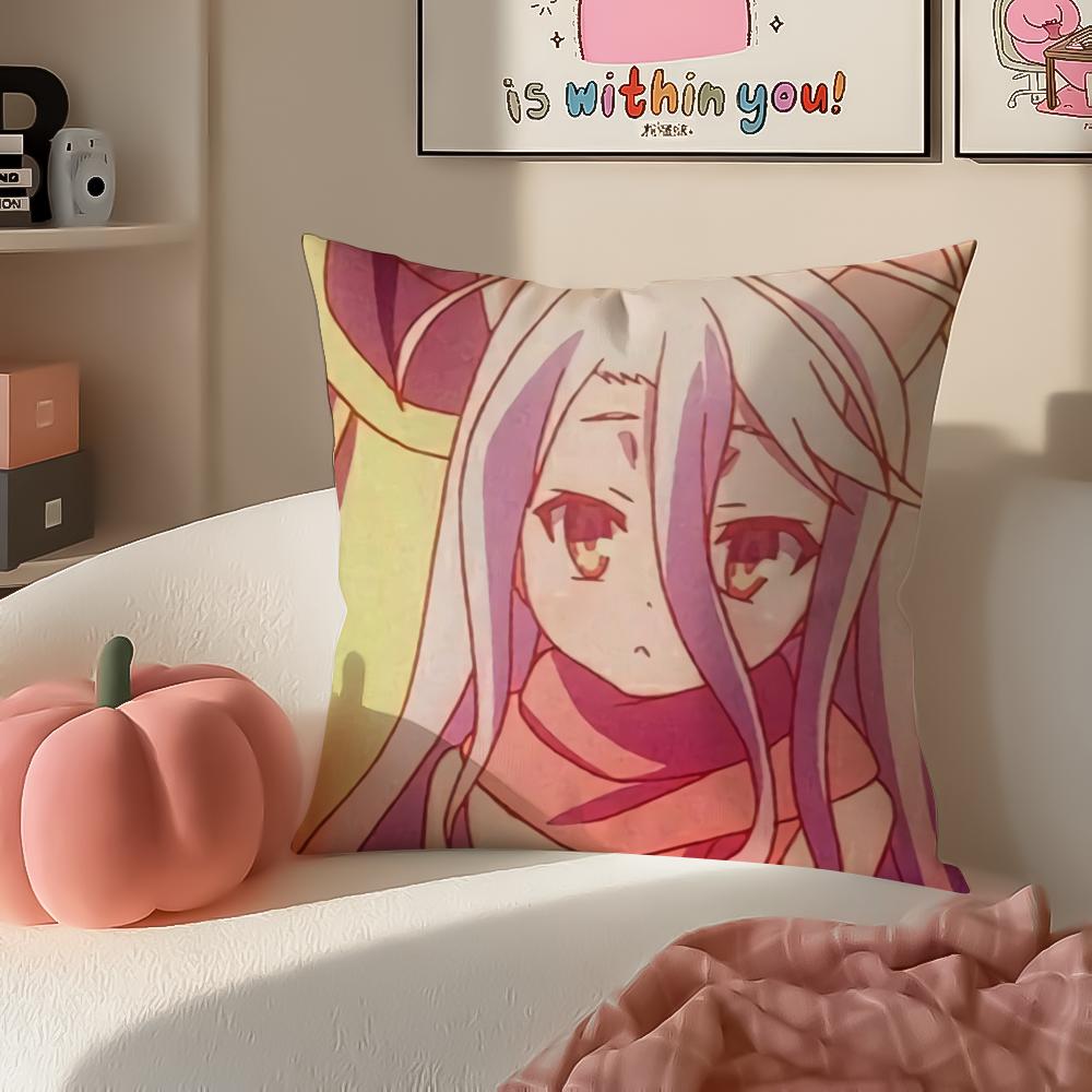 Anime NNo Game No Life Anime Cushion Cover Pillowcase Short Plush Invisible zipper Room Sofa Cushion Cover