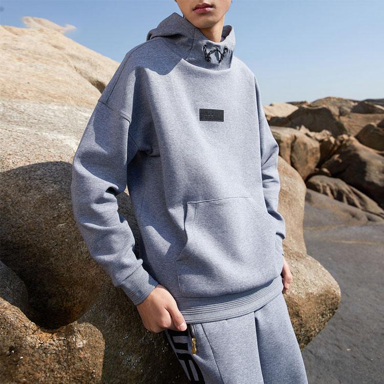 Li Ning Wade Series Casual Loose Pullover Hoodie Men Hoodies Gray AWDR111-1