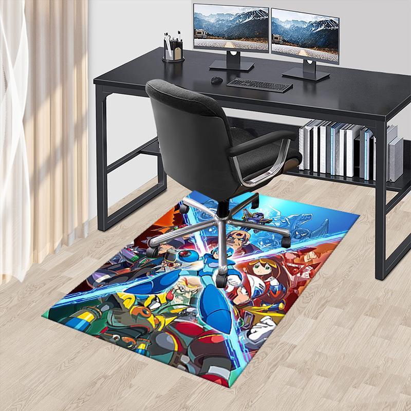 

1pc Mega Man Anime Cartoon Design Office Chair Mat Non-Slip Carpet for Home Decor Living Room Bedroom Game Room Gift All Seasons Universal.Y038 60cm by 90cm