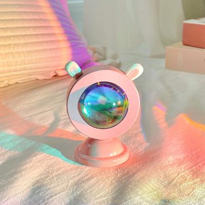 Sonnenuntergang-Projektionslampe, romantische Atmosphäre, RGB-Mini-Kaninchen-/Katzenohr-Regenbogen-Lampenprojektor für Zuhause