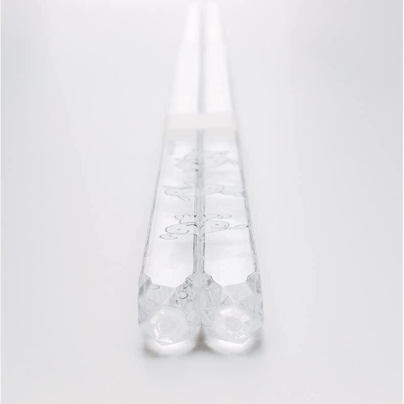 Komori Resin "Crayon Shin-chan" Shiro Diamond Cut Chopsticks & Chopstick Rest Set, 18cm, Clear, Non-slip Finish, Made In Japan