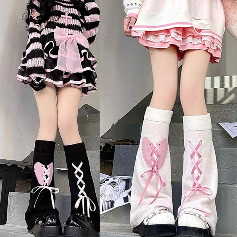 Summer Solid Bandage Pile Sock Bows Sweet Pantyhose Subculture-Japanese-Cute Style Jokers Leg Covers for Womens