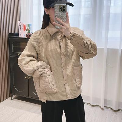 Sweter dzianinowy z poczuciem designu Damski jesienno-zimowy modny bawełniany dzianinowy żakiet