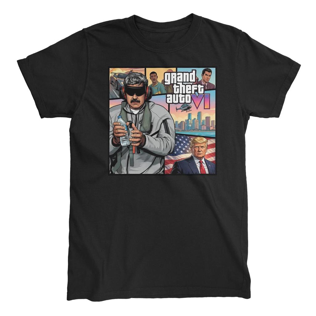 MADURO CAPTURED GTA T- Shirt Black S-3XL Trump Venezuela USA US Forces Gift Funny
