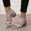 Cross-Tied Criss Cross Sandals Heels for Women Cutout Zip Up Open toe Block Heel Heels Sandals with Heels for Women
