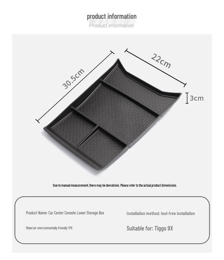 Tiggo 9X Center Console Storage Box: Compatible with 26 Models - Chery Lower Layer Interior Accessory