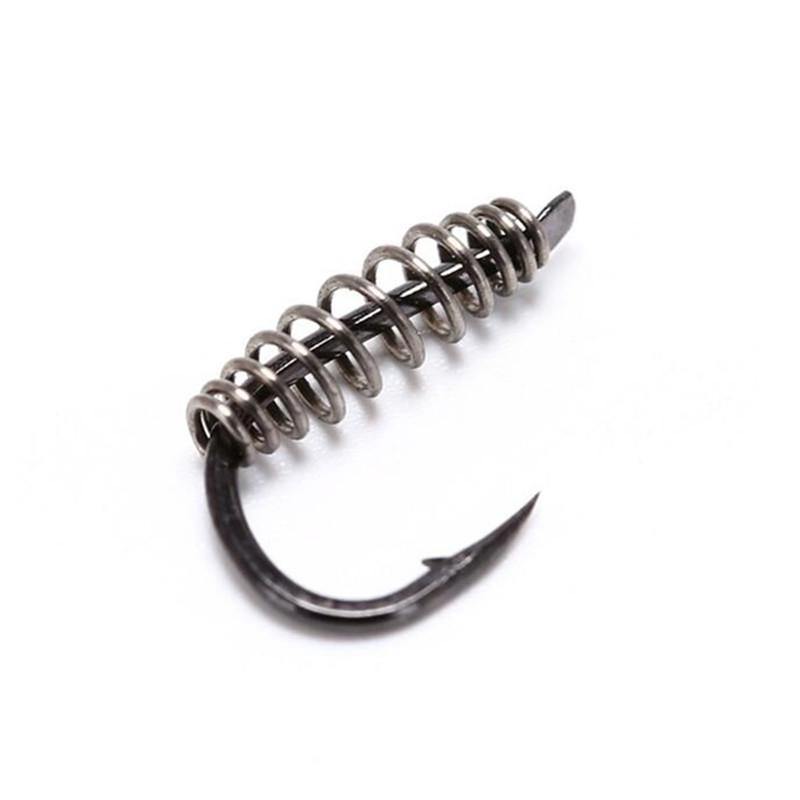 10Pcs Steel Fishing Hooks Barbed Swivel Carp Jig Fishhook Spring Hook with Hole Fishing Tackle