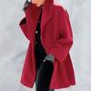 Women's Long Sleeve Coat Crew Neck Elegant Commuter Oversized Woolen Outerwear Jacket