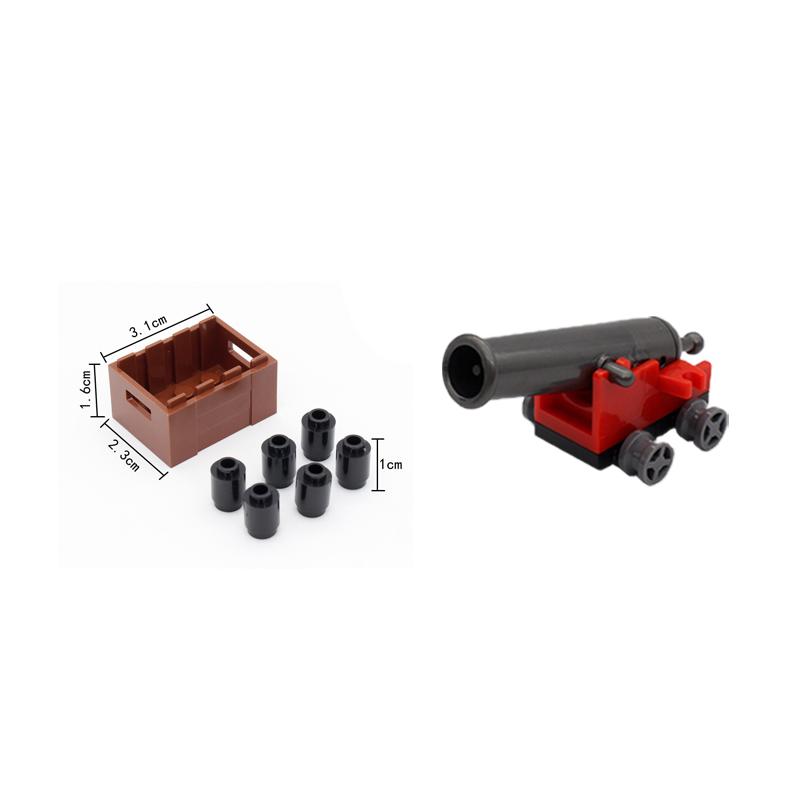 MOC Military Building Blocks Figure Napoleon Wars Soldier Accessories Weapon Cannon Sandbag Army Pirate Mini Brick Gift X003 DIY